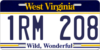 WV license plate 1RM208