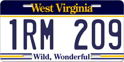 WV license plate 1RM209
