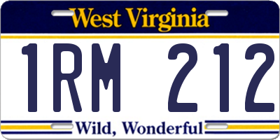 WV license plate 1RM212