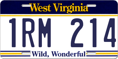 WV license plate 1RM214