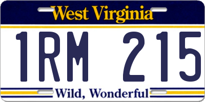 WV license plate 1RM215