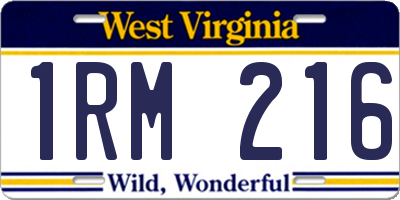 WV license plate 1RM216