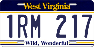 WV license plate 1RM217