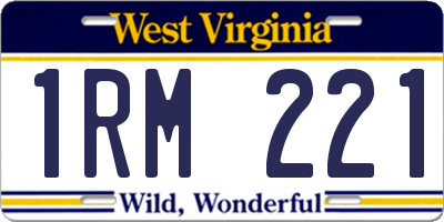 WV license plate 1RM221