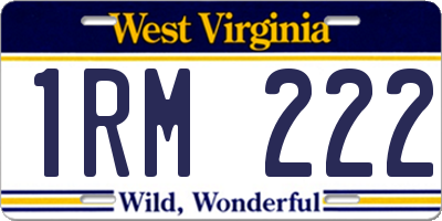 WV license plate 1RM222