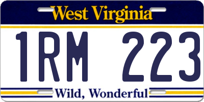 WV license plate 1RM223