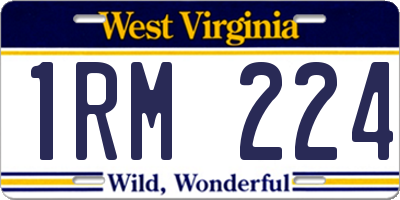 WV license plate 1RM224