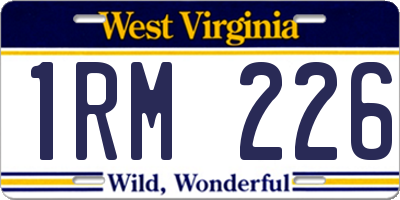 WV license plate 1RM226