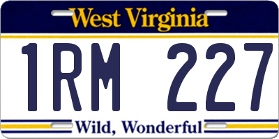 WV license plate 1RM227