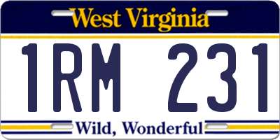 WV license plate 1RM231