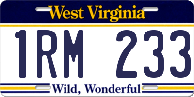 WV license plate 1RM233