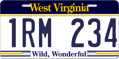 WV license plate 1RM234