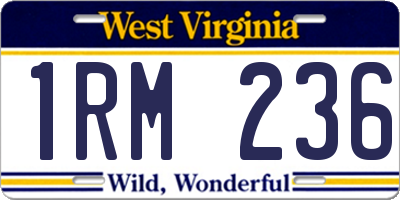 WV license plate 1RM236