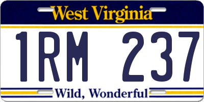 WV license plate 1RM237