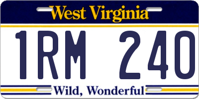 WV license plate 1RM240