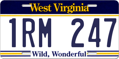 WV license plate 1RM247