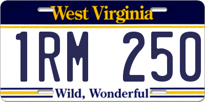 WV license plate 1RM250