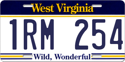 WV license plate 1RM254