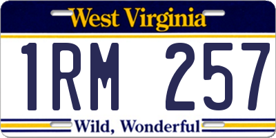 WV license plate 1RM257
