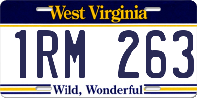 WV license plate 1RM263