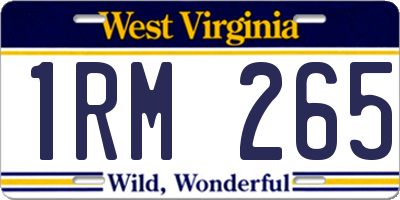WV license plate 1RM265