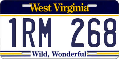 WV license plate 1RM268