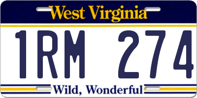 WV license plate 1RM274