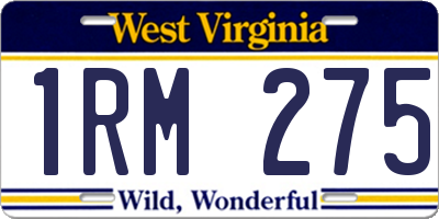 WV license plate 1RM275