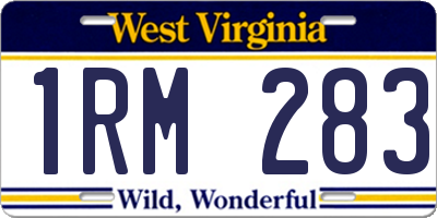 WV license plate 1RM283