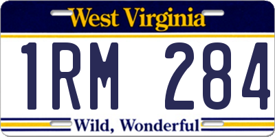 WV license plate 1RM284