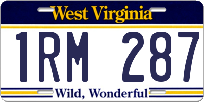 WV license plate 1RM287