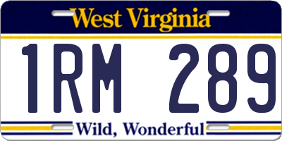 WV license plate 1RM289