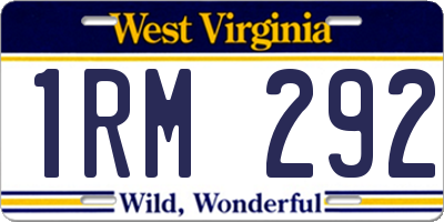WV license plate 1RM292