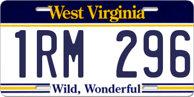 WV license plate 1RM296