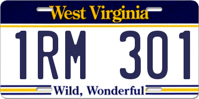 WV license plate 1RM301