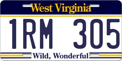 WV license plate 1RM305