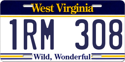WV license plate 1RM308