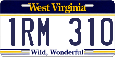 WV license plate 1RM310