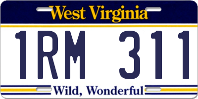 WV license plate 1RM311