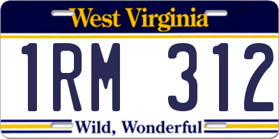 WV license plate 1RM312