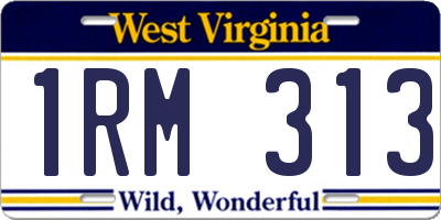 WV license plate 1RM313