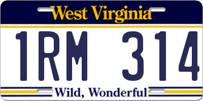 WV license plate 1RM314