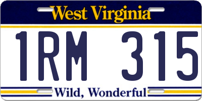 WV license plate 1RM315