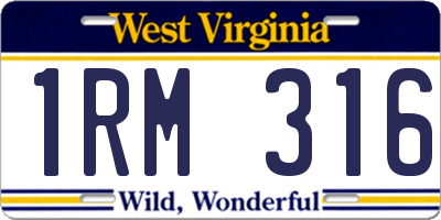 WV license plate 1RM316