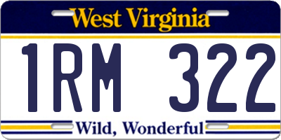 WV license plate 1RM322