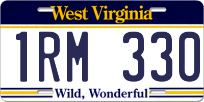 WV license plate 1RM330