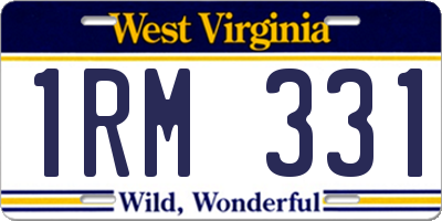 WV license plate 1RM331