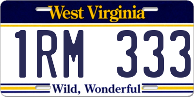 WV license plate 1RM333