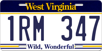 WV license plate 1RM347