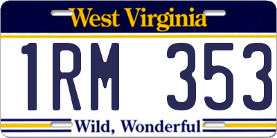 WV license plate 1RM353